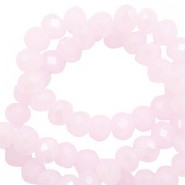 Faceted glass beads 3x2mm rondelle Light orchid pink-pearl shine coating